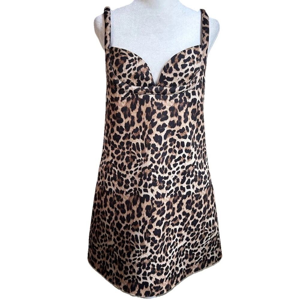 Anthropologie Leopard Mini Dress Womens XS Scuba Bodycon Party NWT Dhruv Kapoor